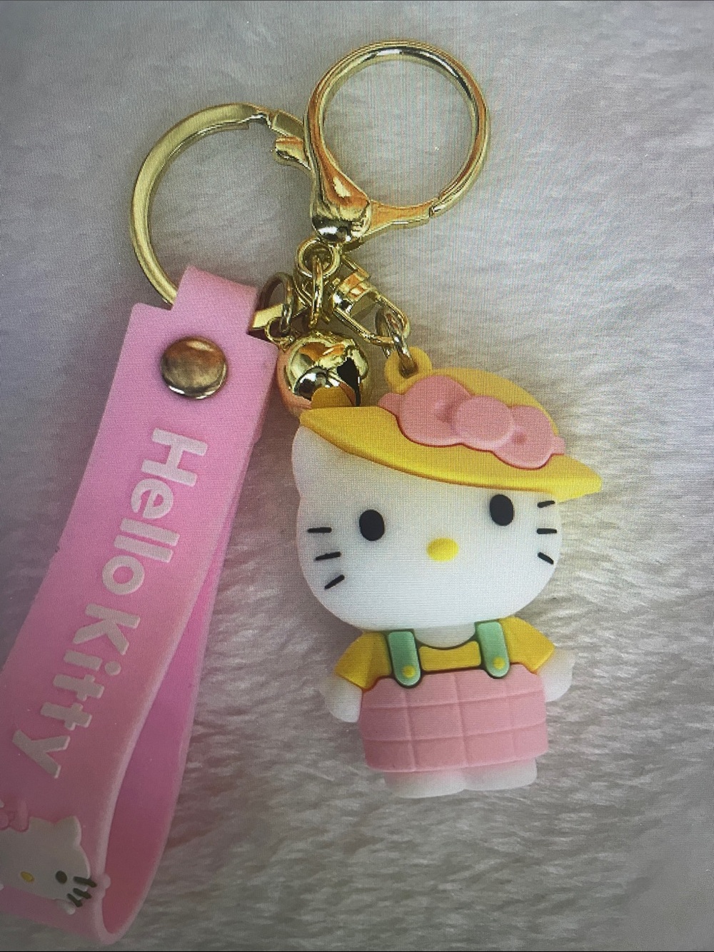 Hello Kitty Pink & Yellow Silicone Keyring with Strap